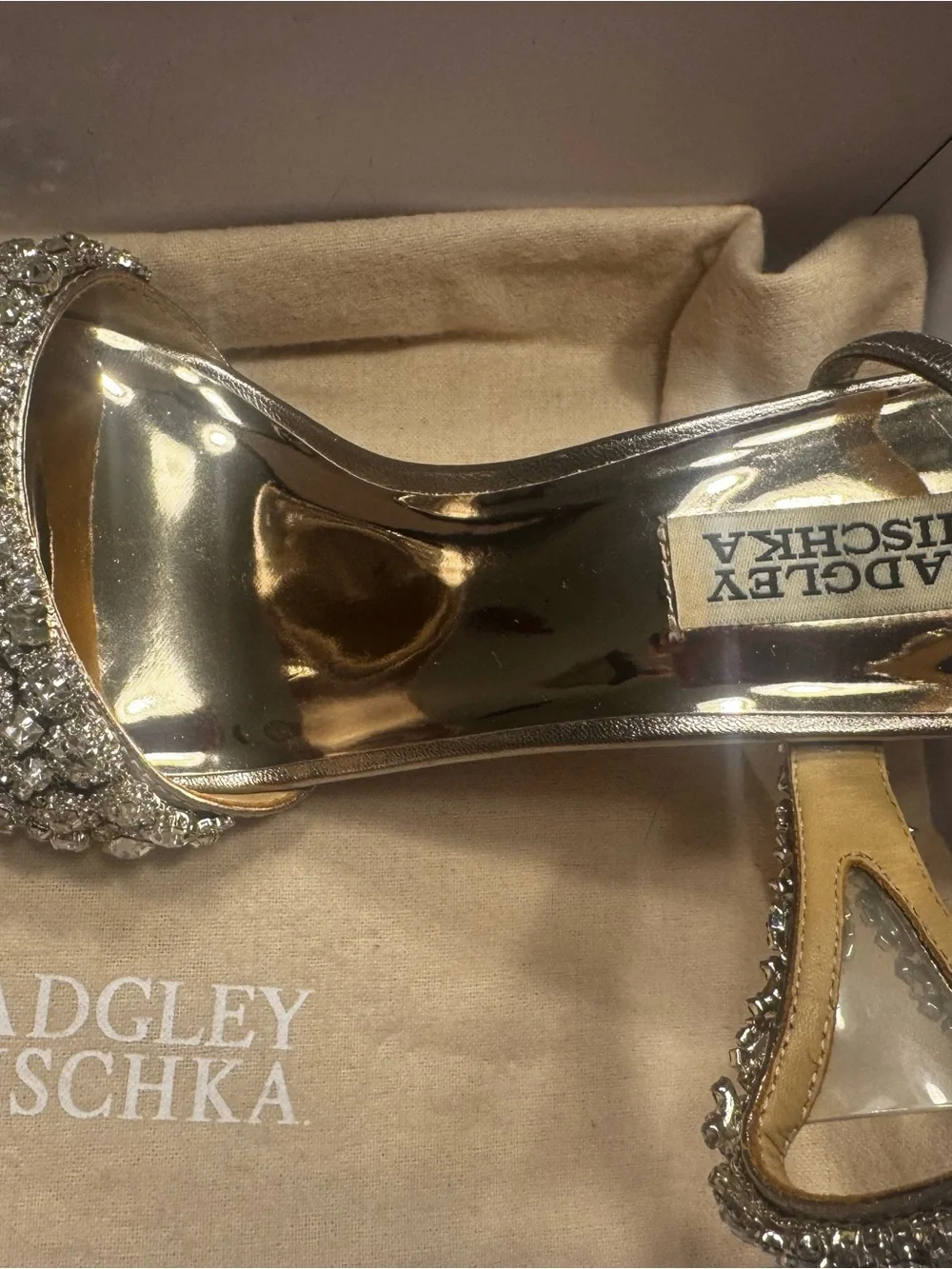 Badgley Mischka Cream Wedge Sandals with Gold Accent